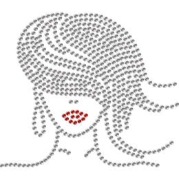 Elegant Lady with Flowing Hair Hotfix Rhinestone Transfer for Mask